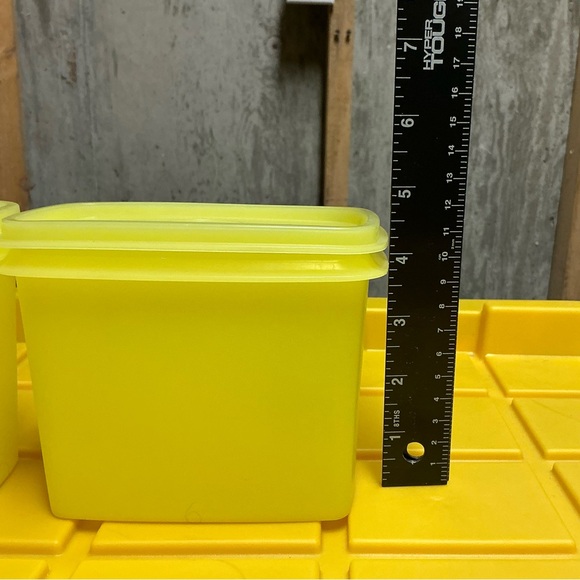 Tupperware Yellow Rectangular Plastic Food Storage Containers Set of 2 Snap Lid - Picture 8 of 9